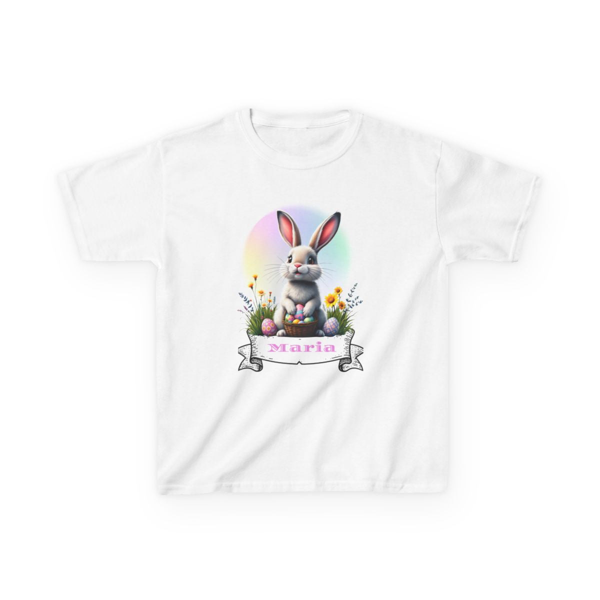 Custom Tee, Easter Shirt, Pascua Camisa, Personalized, Easter Bunny Kids Heavy Cotton™ Tee