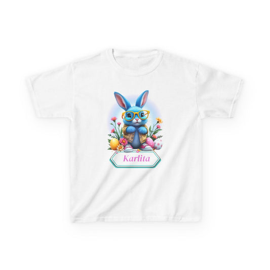 Custom Tee, Easter Shirt, Pascua Camisa, Personalized, Easter Bunny Kids Heavy Cotton™ Tee