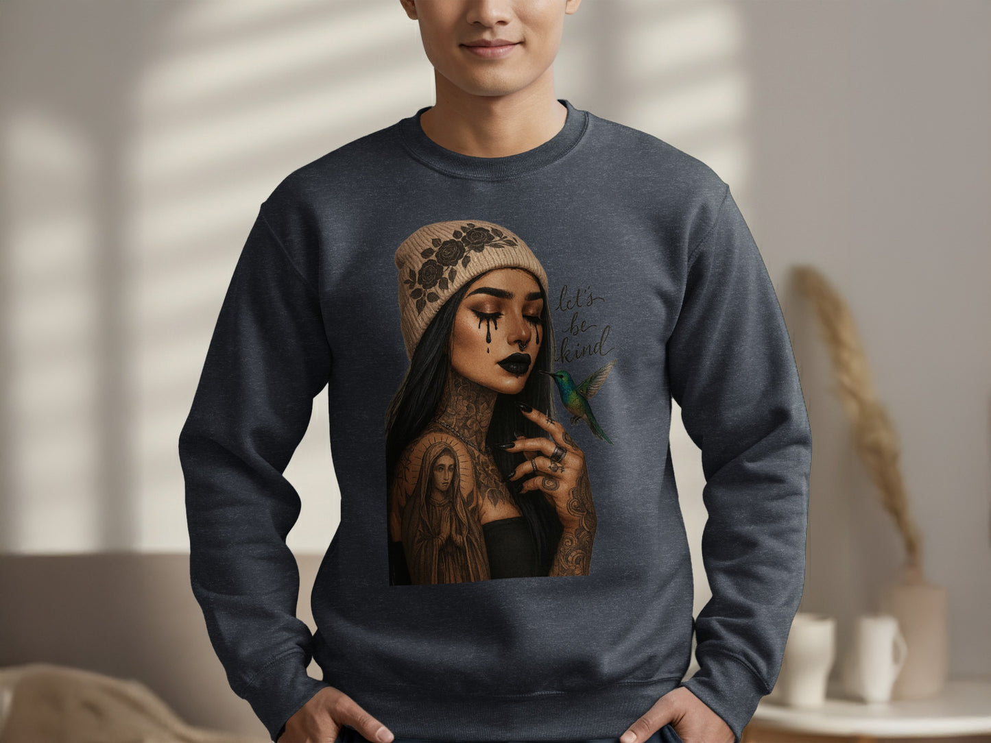 lets be kind printed design sweatshirt product
