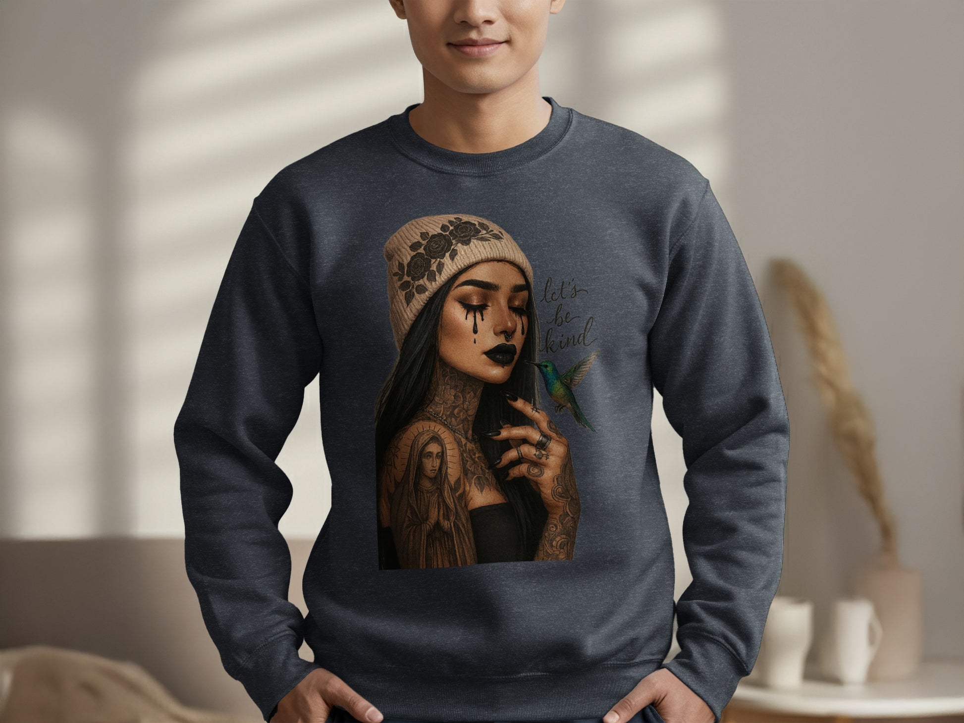 lets be kind printed design sweatshirt product