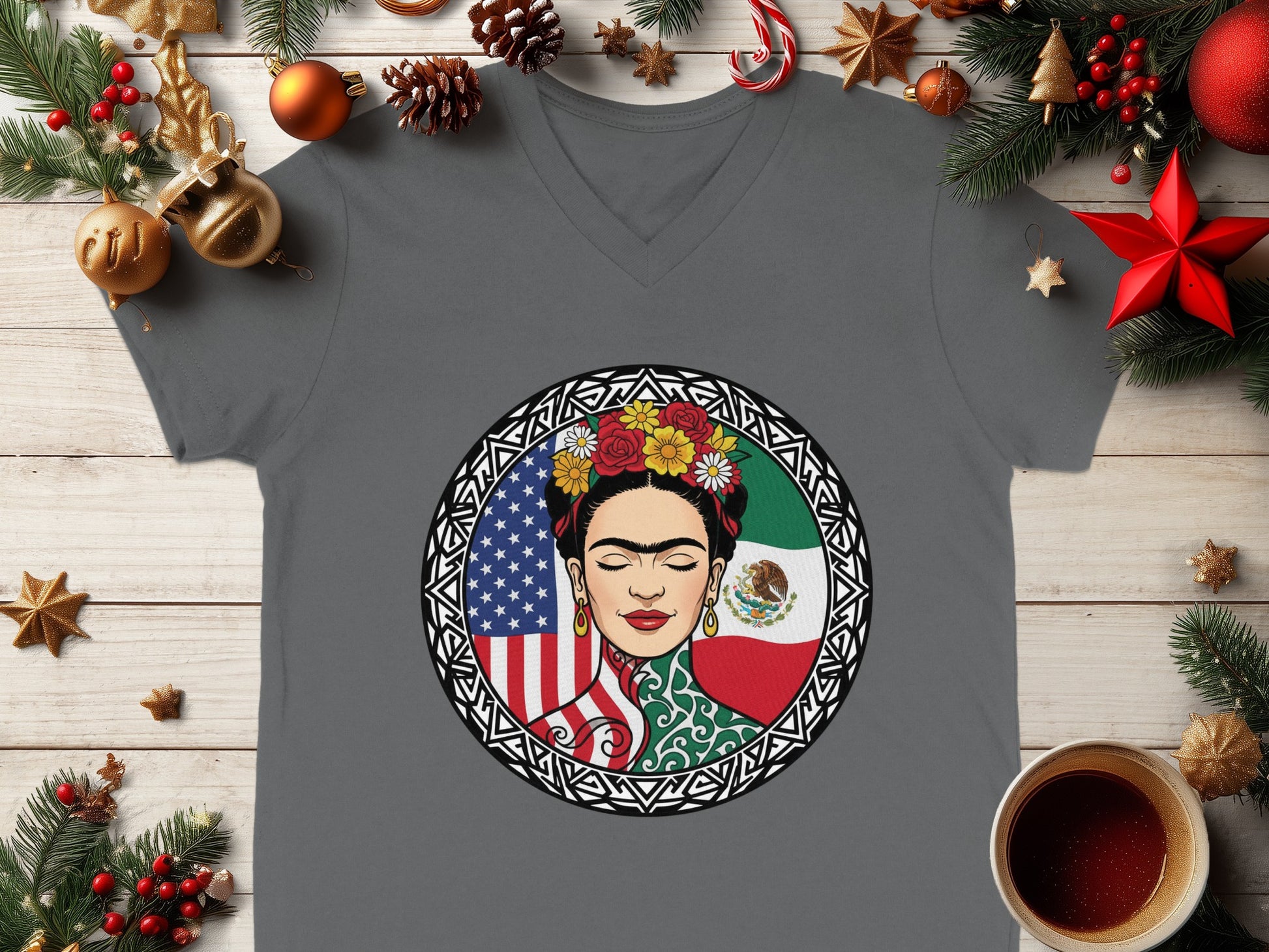 Multinational Frida Kahlo Art Tee Perfect for Holidays