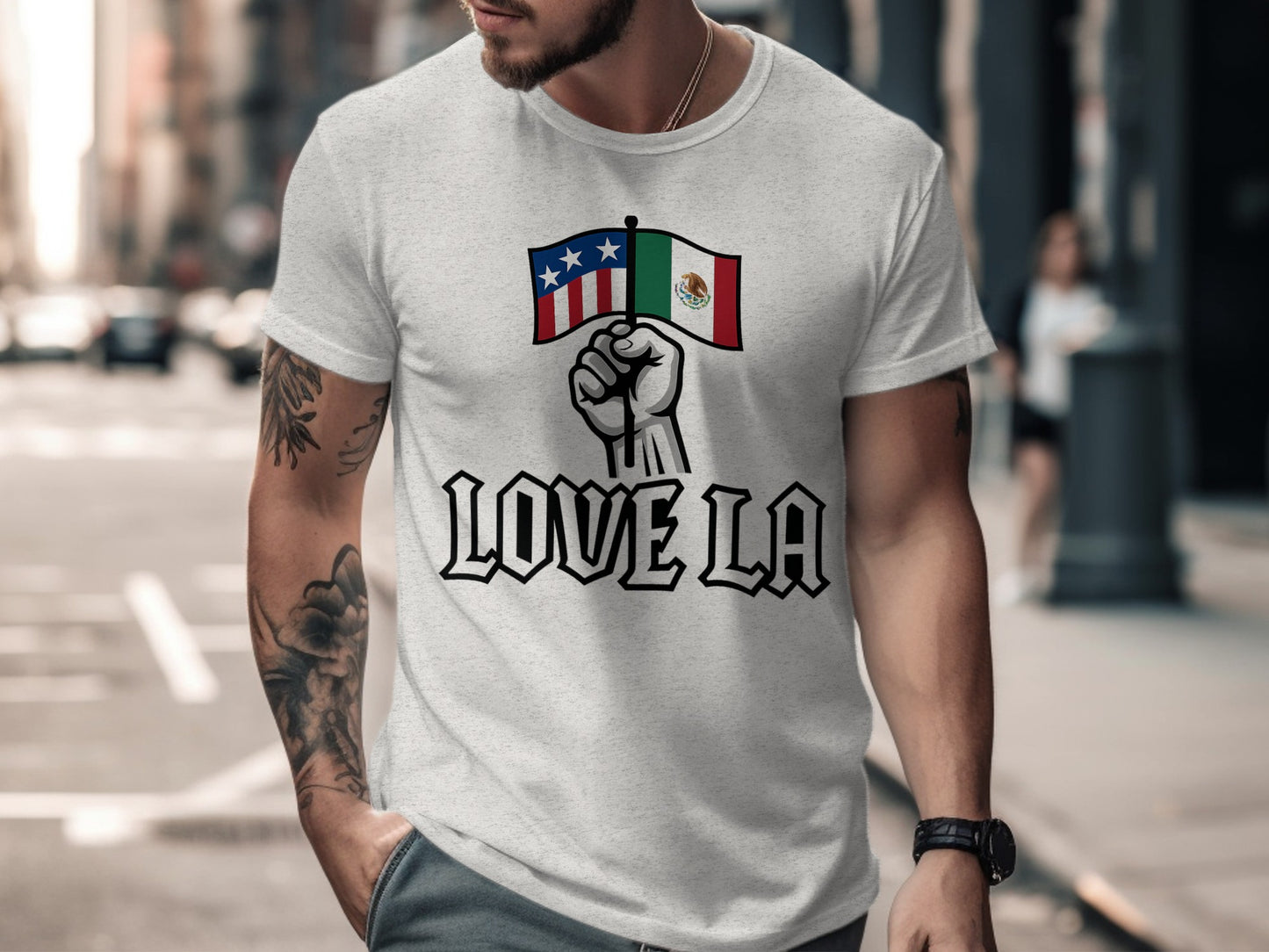 Love LA Fist Flag Graphic Printed T-Shirt product type