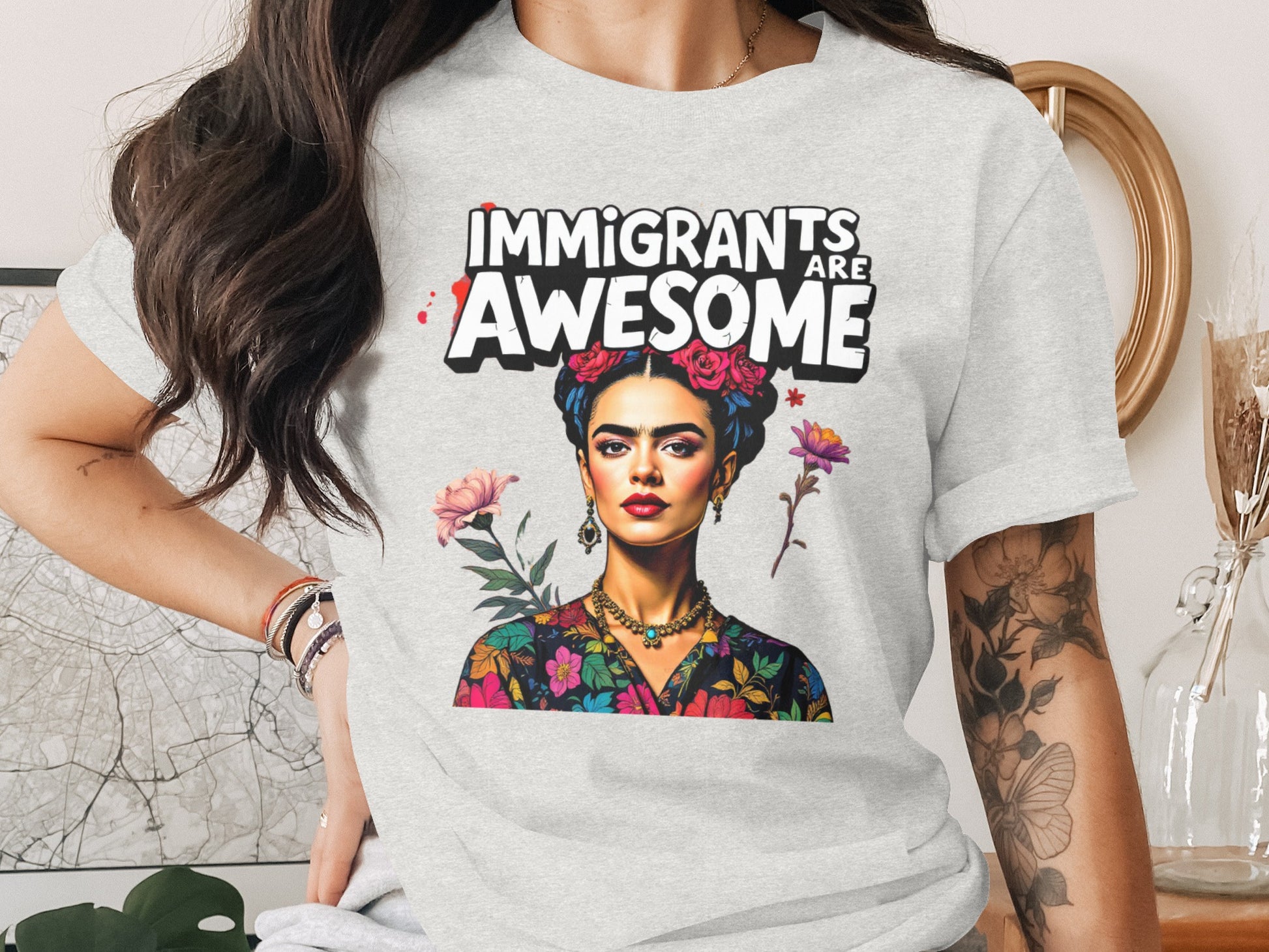 Immigrants Are Awesome Floral Design T-Shirt product type