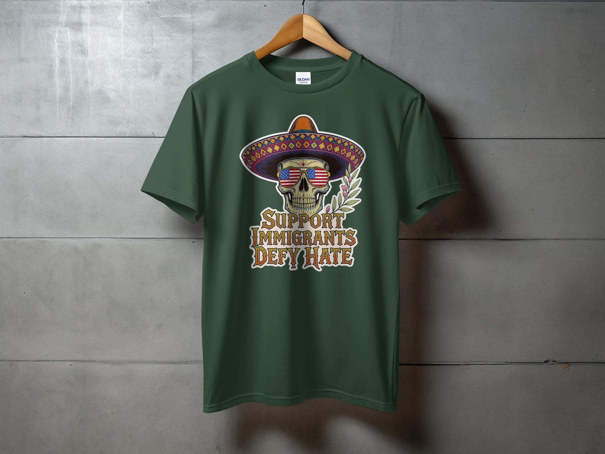 Support Immigrants Defy Hate Sombrero Skull Shirt product type