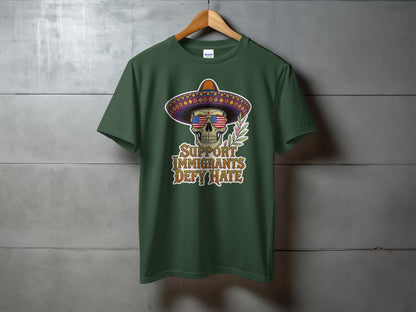 Support Immigrants Defy Hate Sombrero Skull Shirt product type