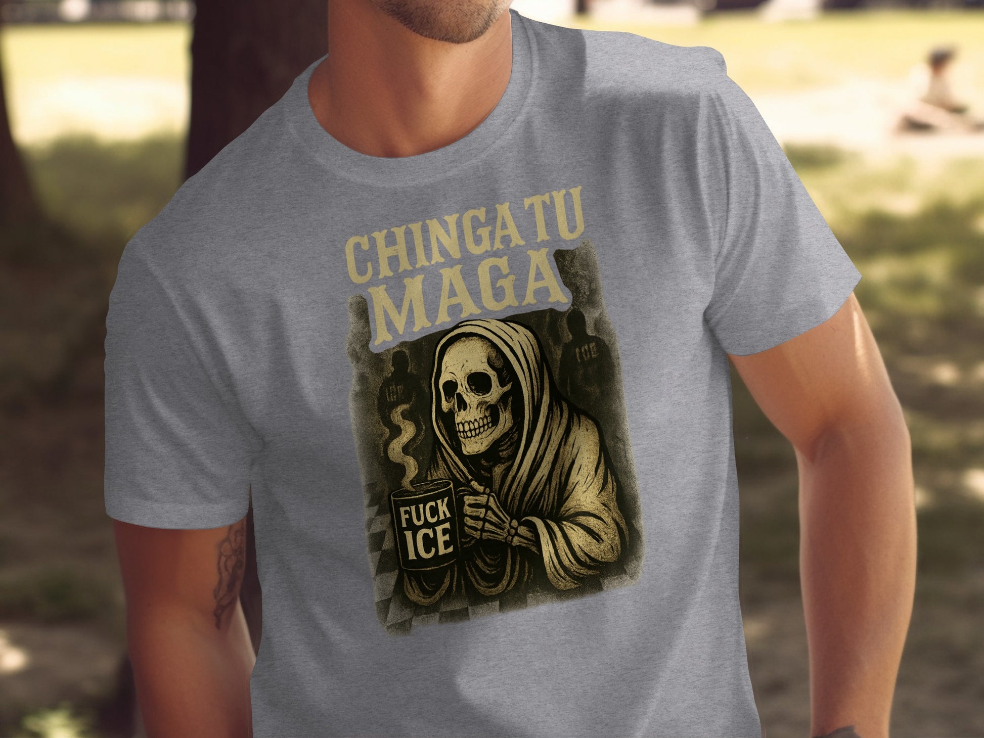 Chingatu Maga Grim Reaper Design Short Sleeve Tee