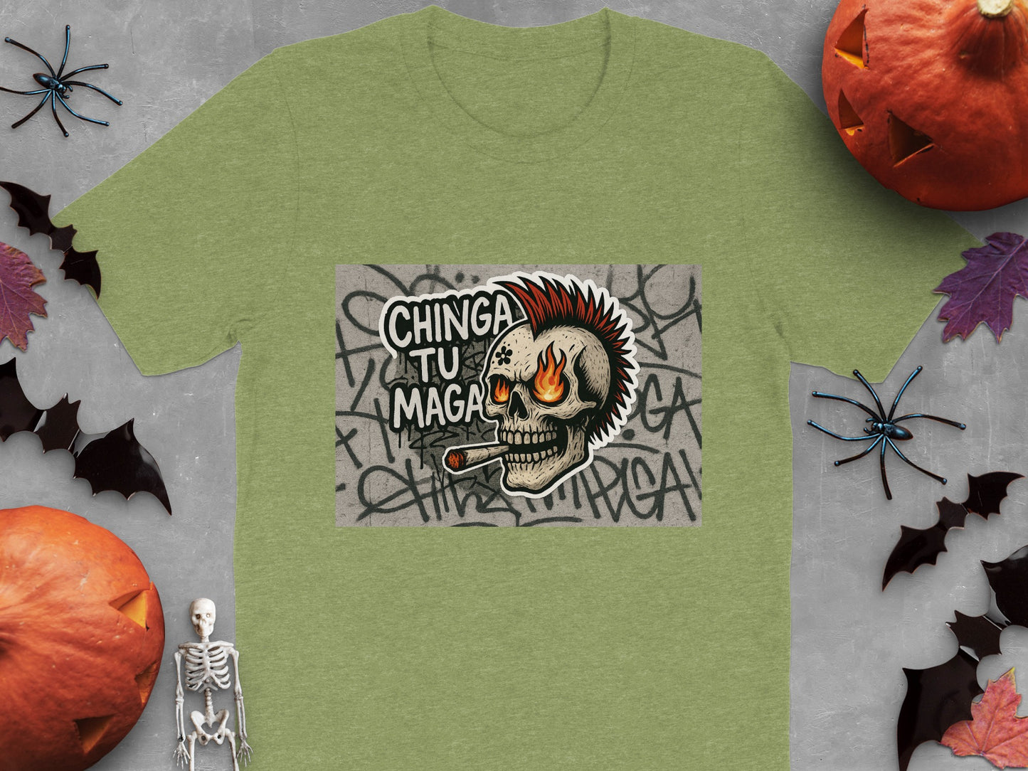 Chinga Tu Maga Skull Smoking Graffiti Design T-shirt product