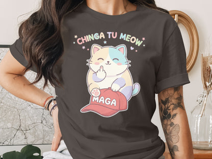 Chinga Tu Meow Funny Cat MAGA Hat Middle Finger product type
