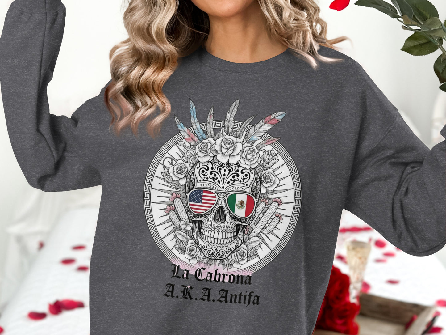 La Cabrona A.K.A. Antifa Skull Graphic Sweatshirt