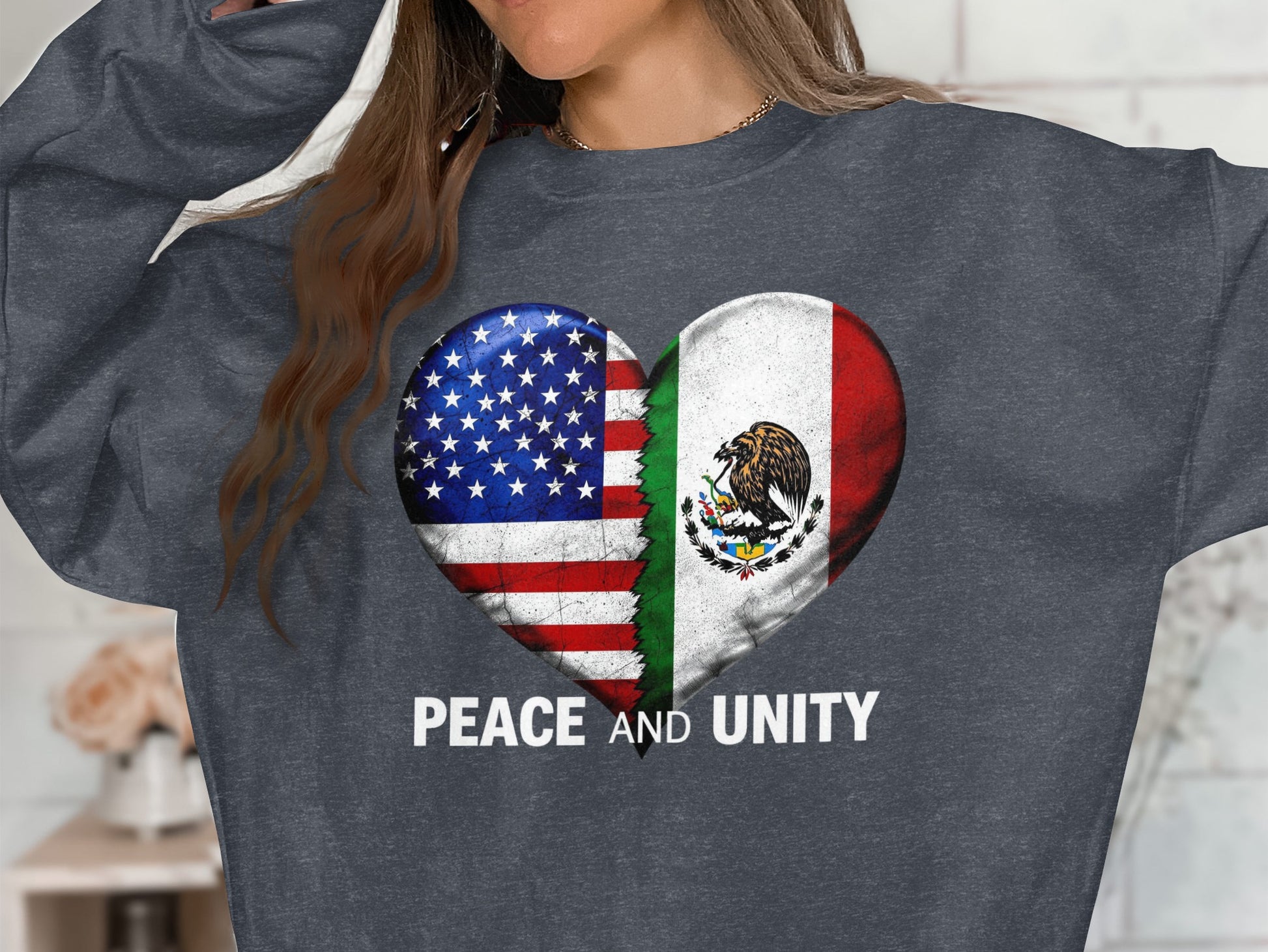 Peace and Unity Heart Flag Design Sweatshirt Product