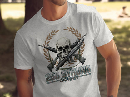 250 Strong Oorah Skull and Rifles Graphic Shirt