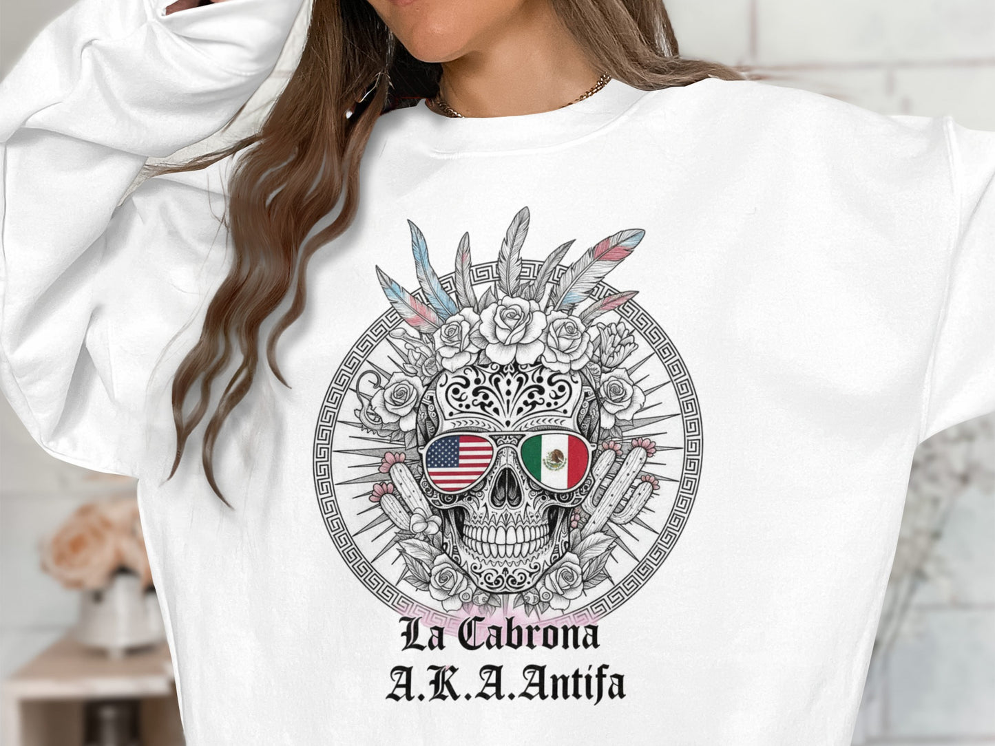 La Cabrona A.K.A. Antifa Skull Graphic Sweatshirt
