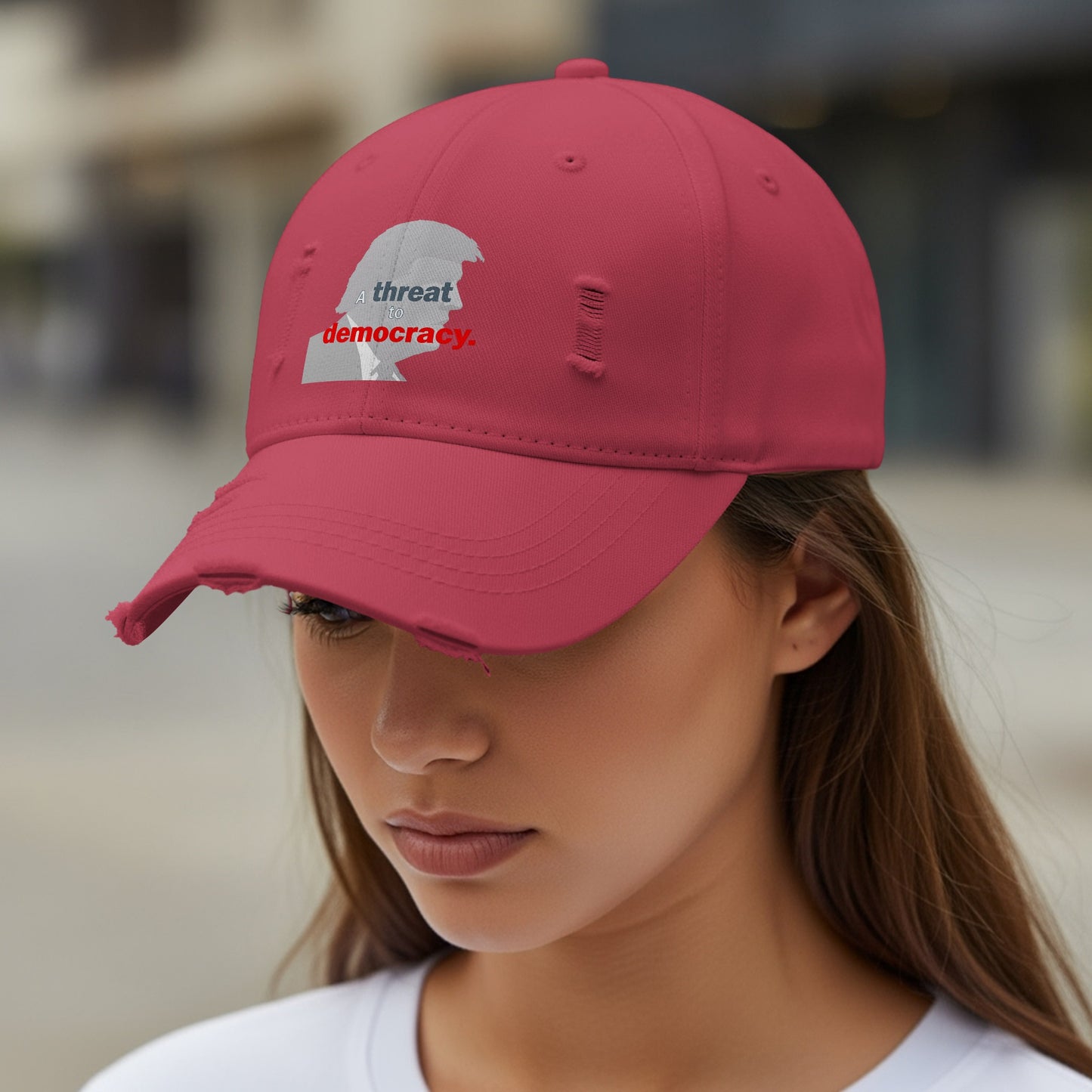 Distressed Red Adjustable Threat Democracy Cap product