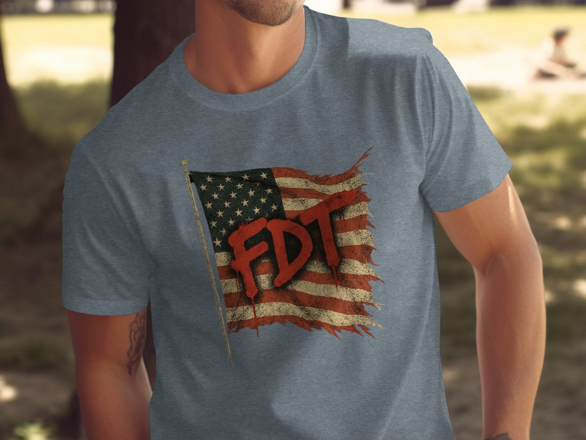 Distressed American Flag FDT Design T-shirt product type