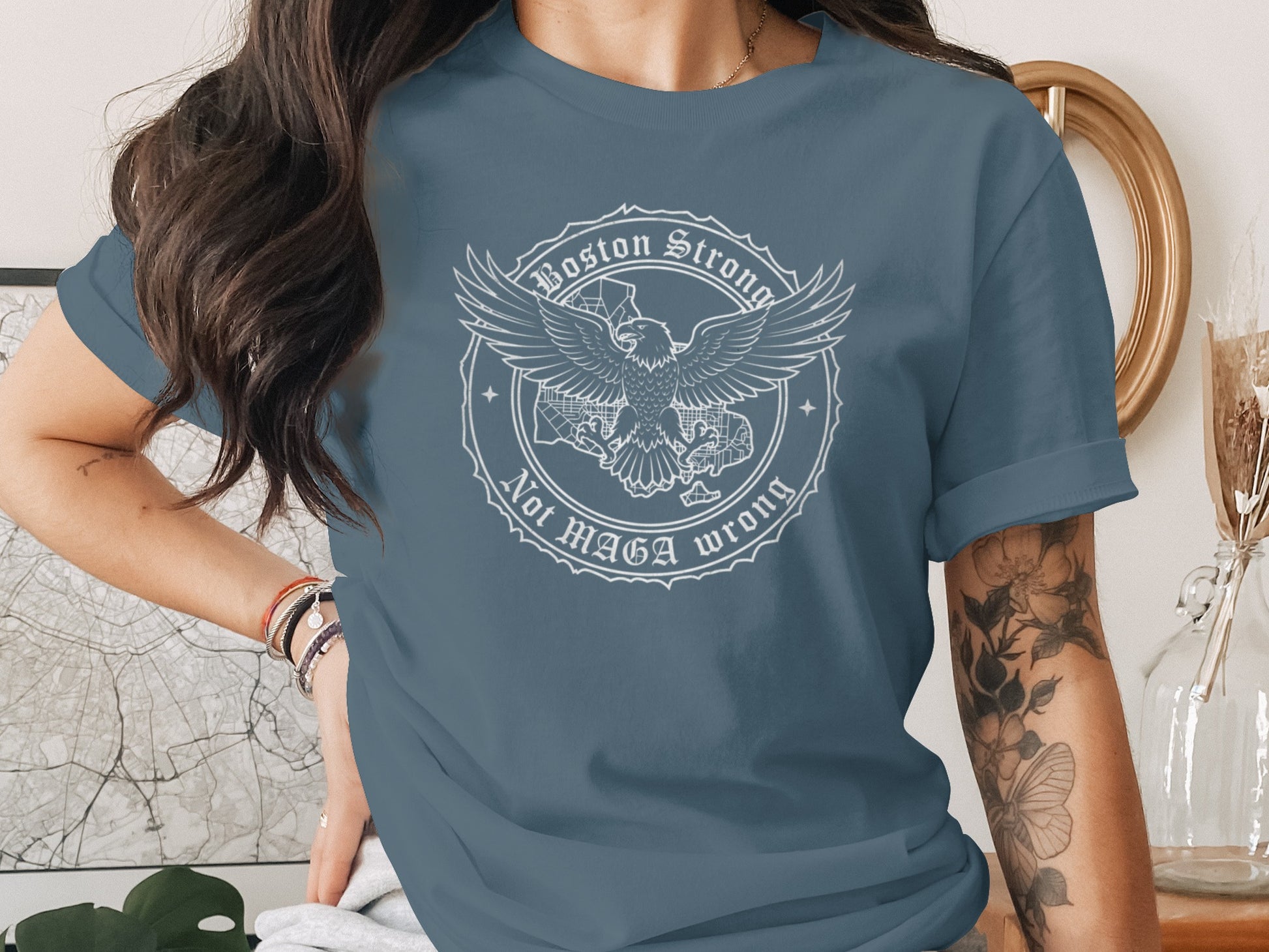 Boston Strong Not MAGA Wrong Eagle Graphic Shirt
