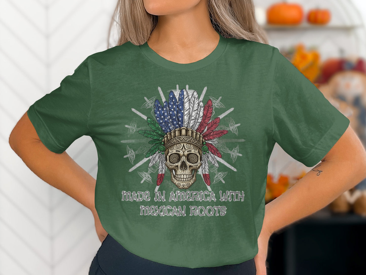 Made in America With Mexican Roots Skull Shirt