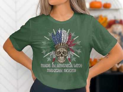 Made in America With Mexican Roots Skull Shirt
