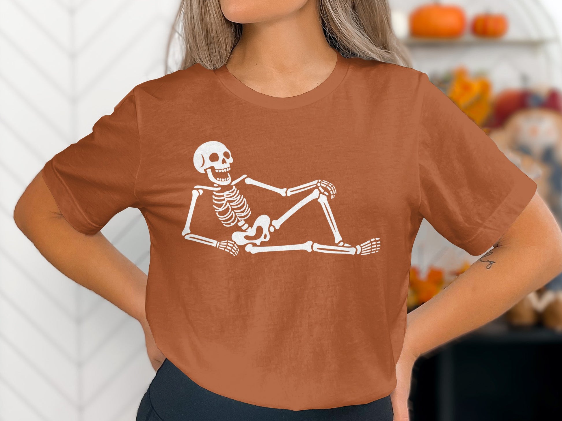 Relaxing Skeleton Halloween Graphic Shirt product type