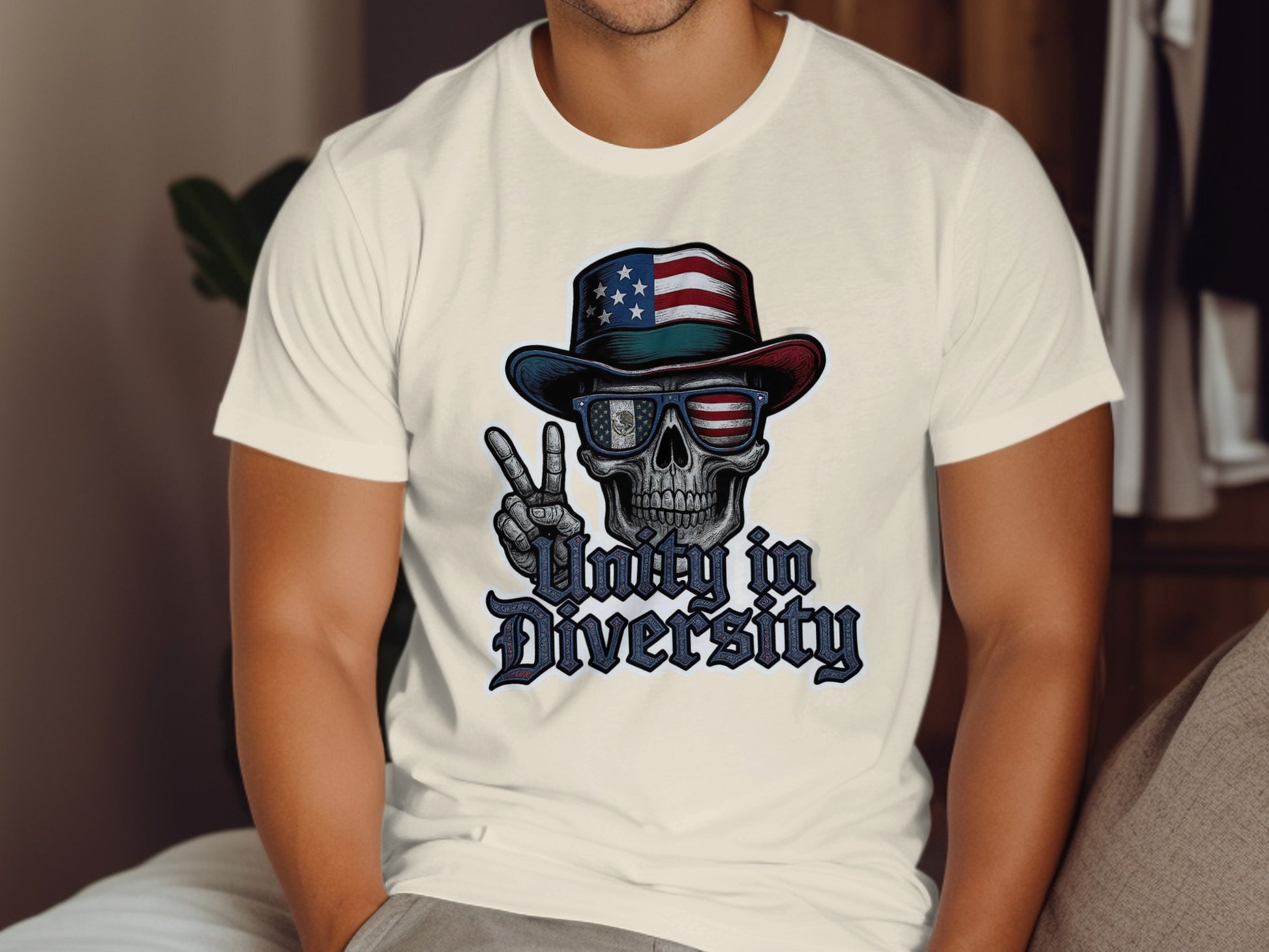 Unity in Diversity Skull Patriotic Graphic Tee product