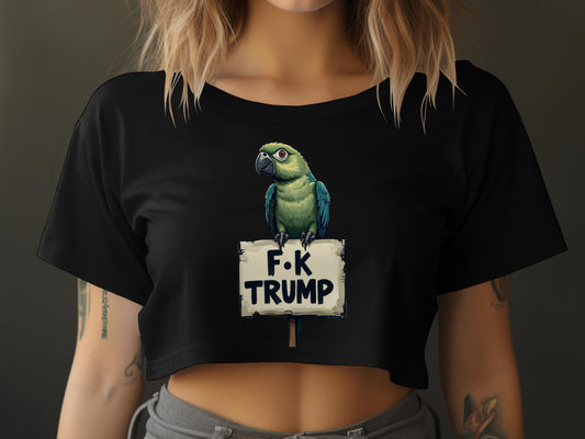 Parrot Holding Controversial Sign on Women's Crop Top product