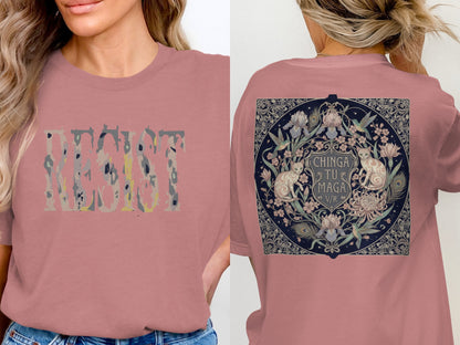 Floral Design Resist Graphic Women's Tee