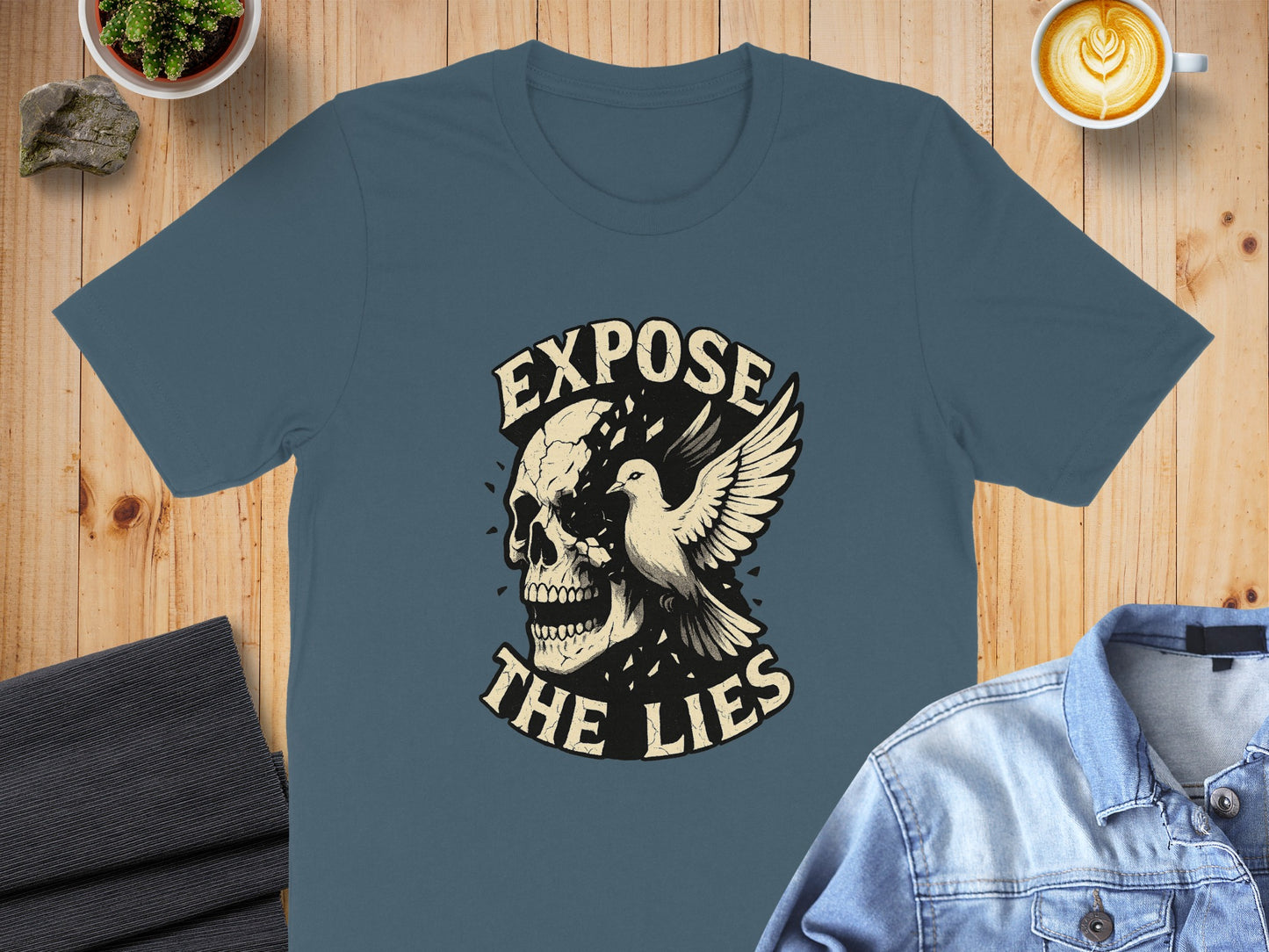Expose The Lies Skull Graphic Design T-shirt product