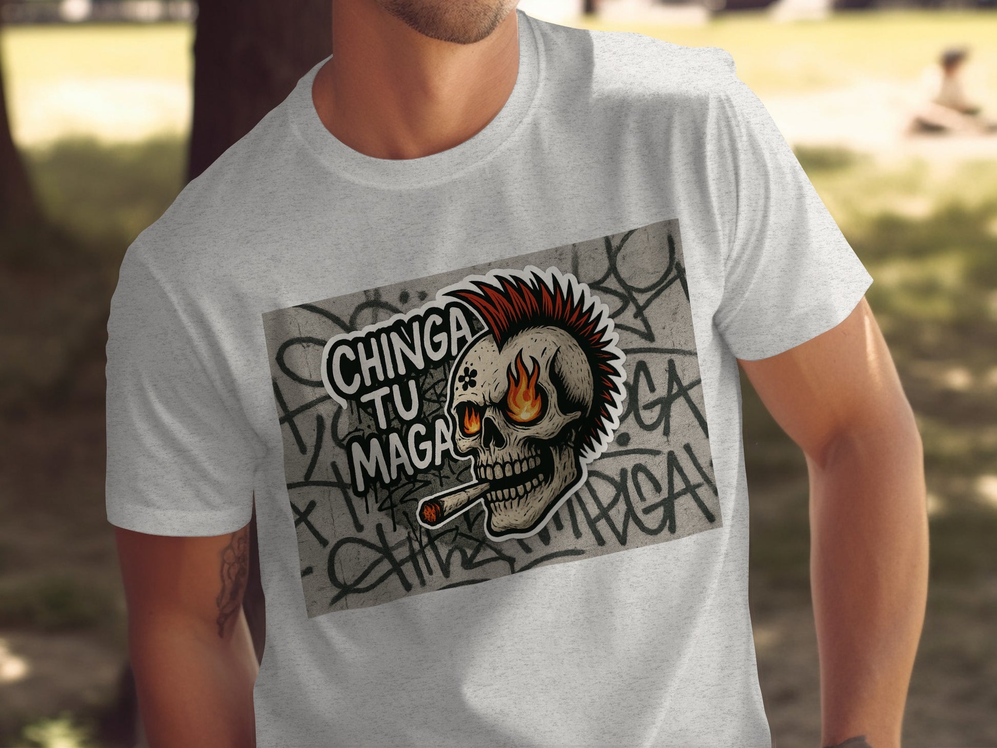 Chinga Tu Maga Graphic Printed Skull T-Shirt product