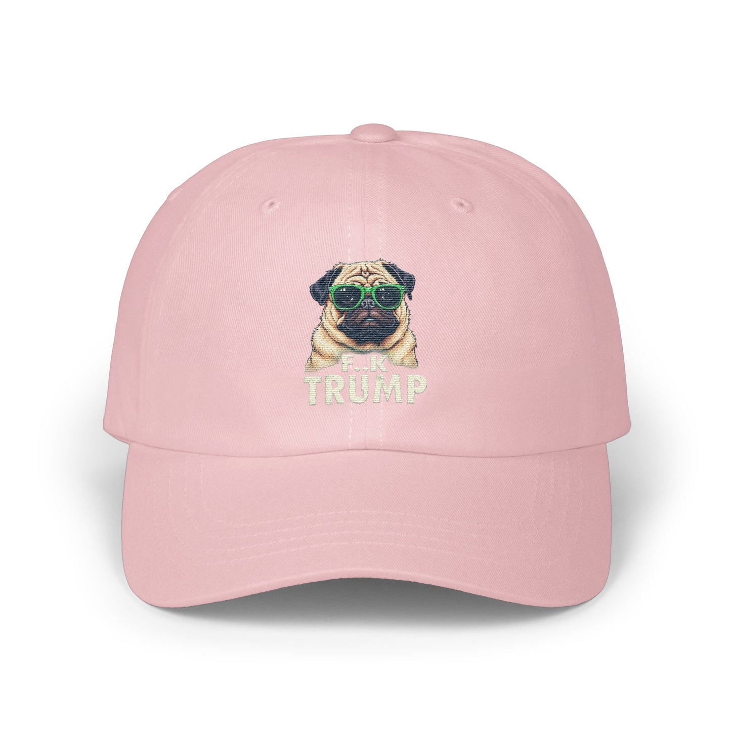 Pink Hat with F K Trump and Pug Design product type