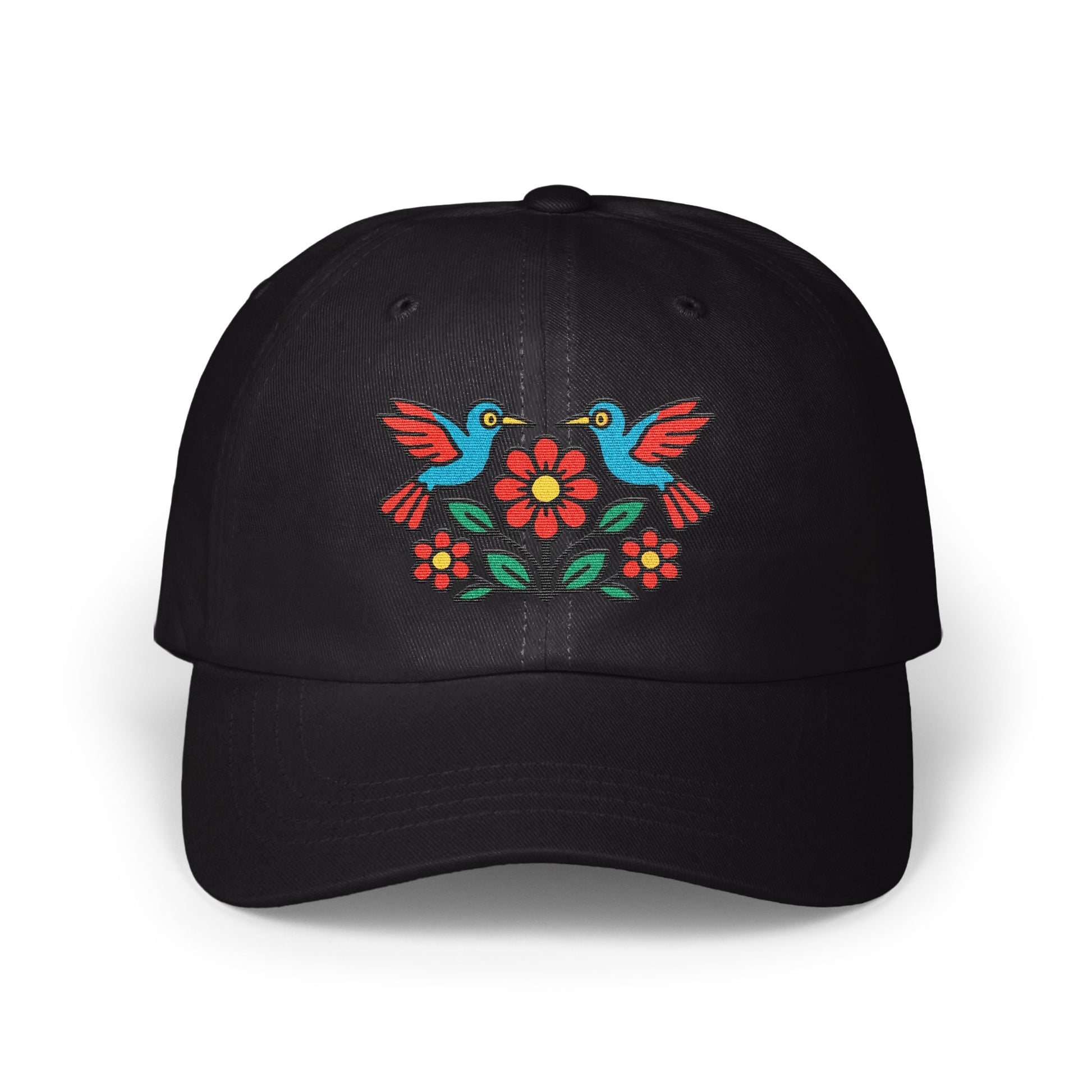 Colorful Embroidered Bird Design Black Cap product