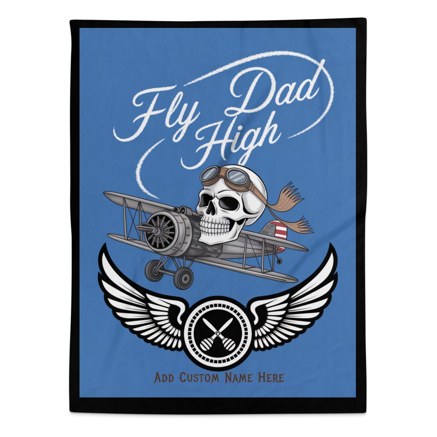 Fly Dad High Skull and Airplane Graphic Blanket product type