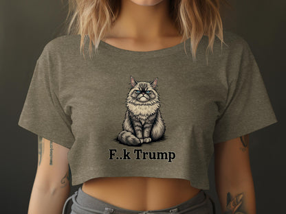 F k Trump Cat Illustration Graphic Crop Top product