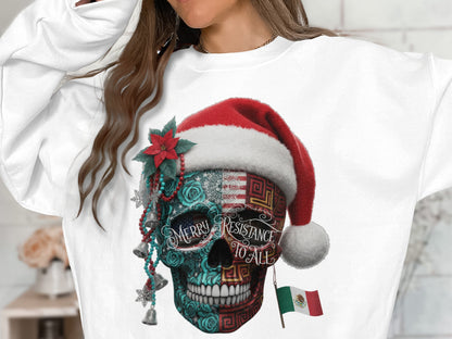 Merry Resistance to All Skull with Santa Hat