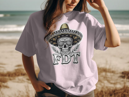 FDT Skull Design Beach Hat Printed Graphic T Shirt product