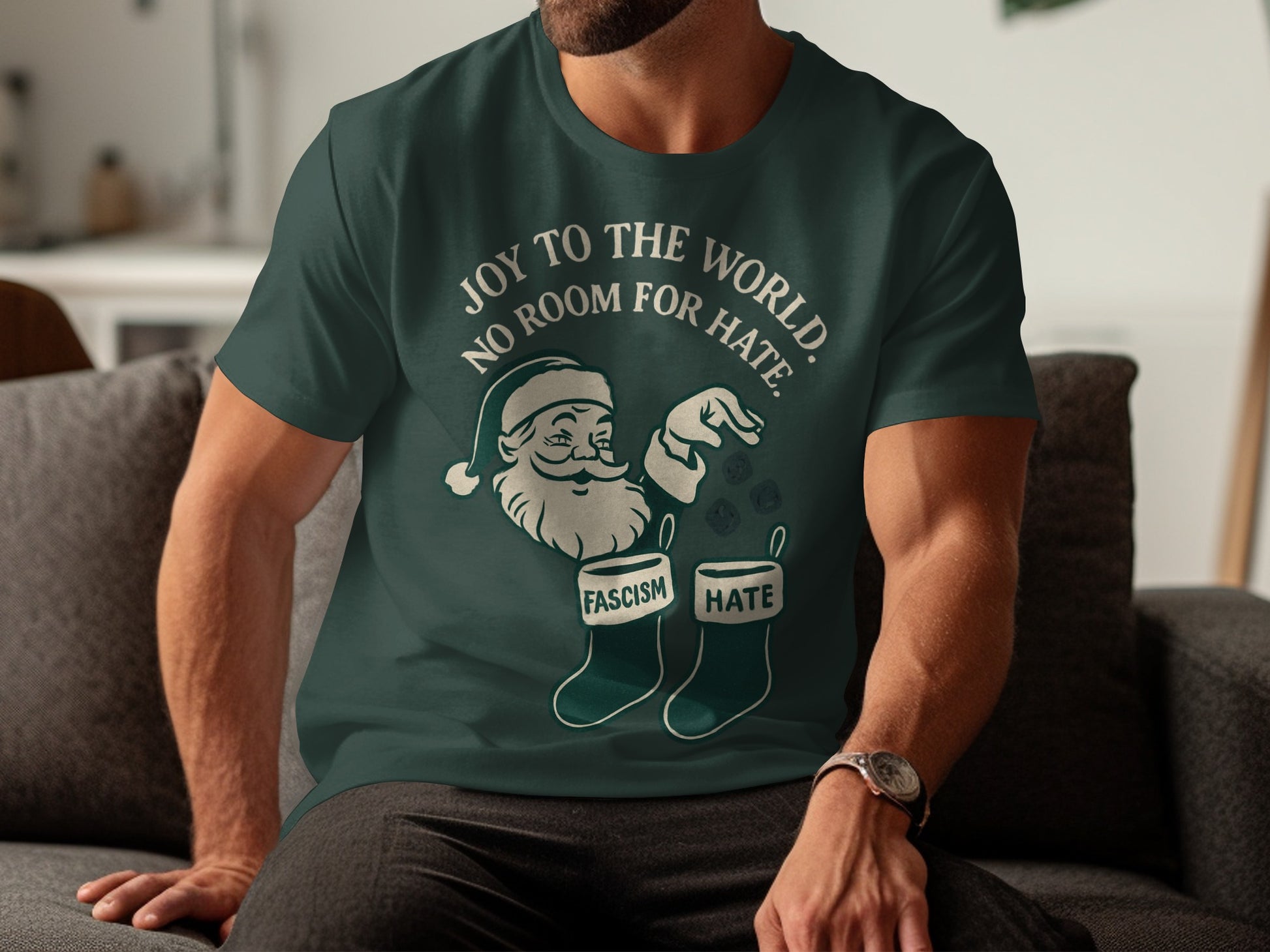 Joy to the World No Room for Hate Santa T-shirt