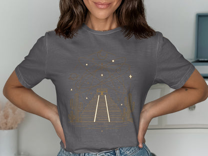 Cosmic Stairs Illustration on Grey T-Shirt product