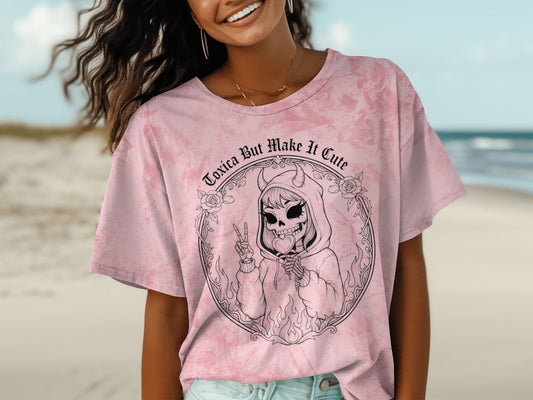 Toxica But Make It Cute Skull Graphic T-Shirt