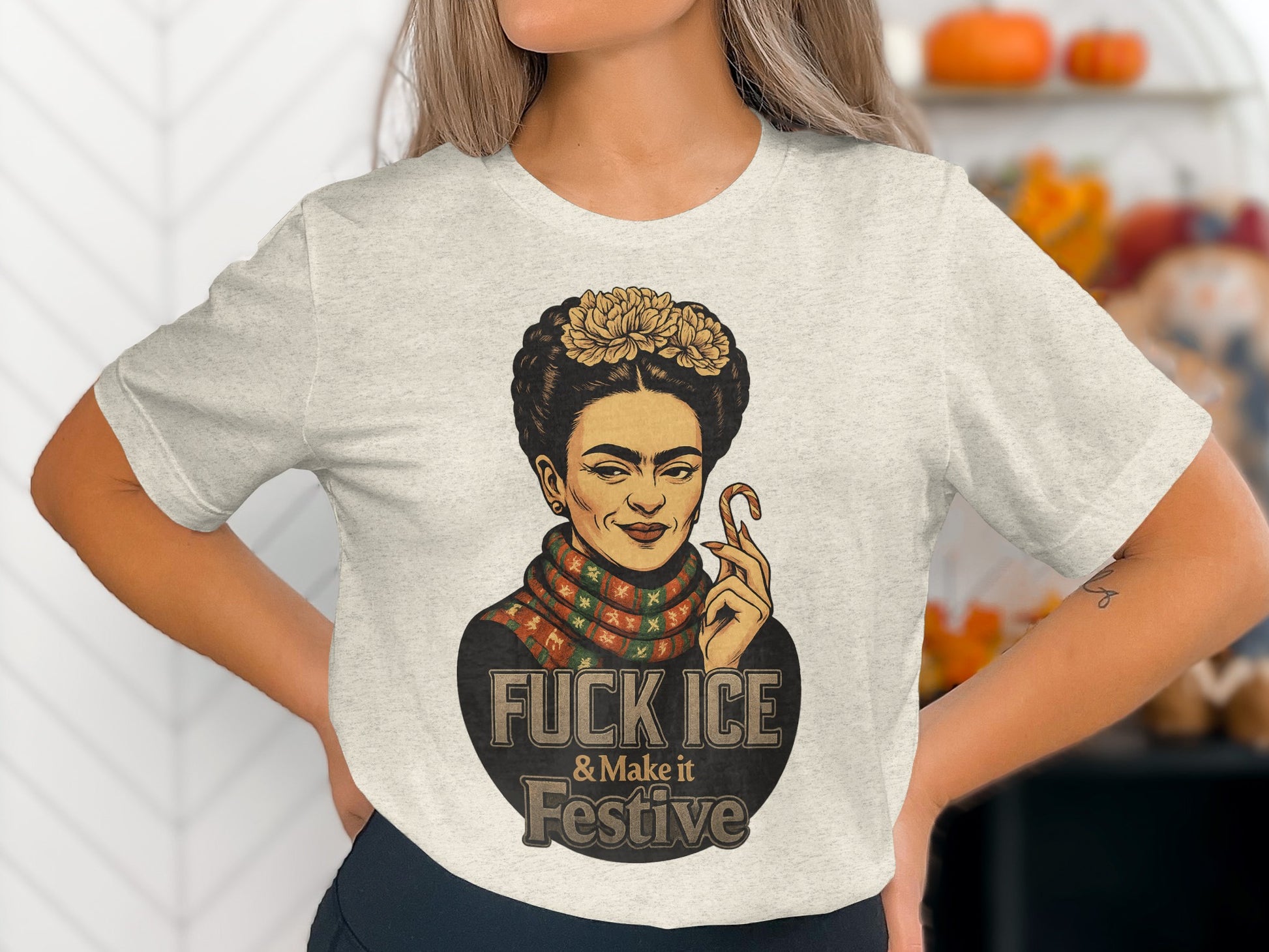 Frida Inspired Festive Holiday Graphic Tee