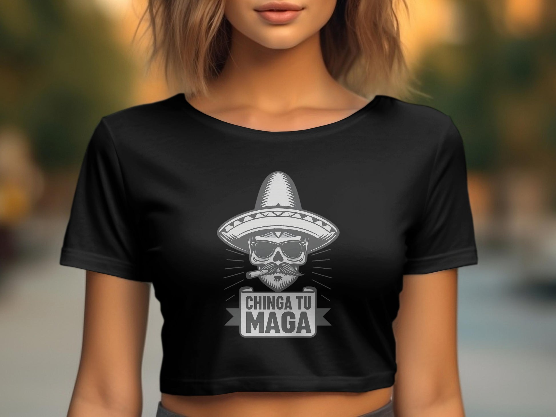 Chinga Tu Maga Sombrero Skull Womens Shirt product