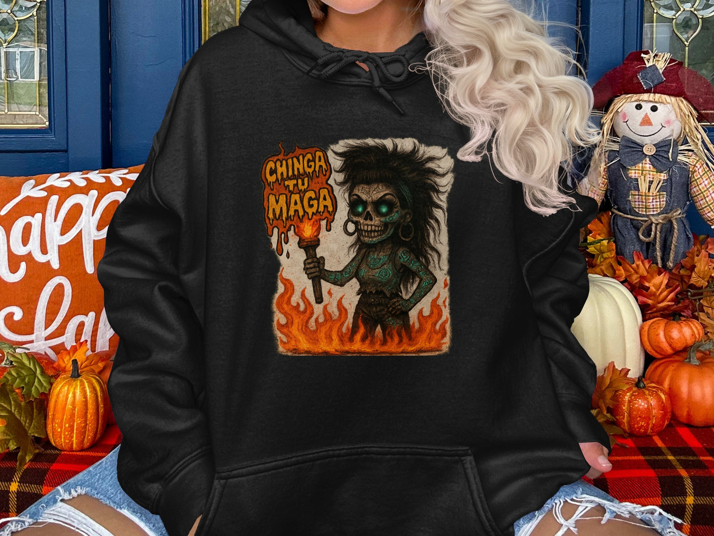 Skeleton With Candle Graphic Black Hoodie product