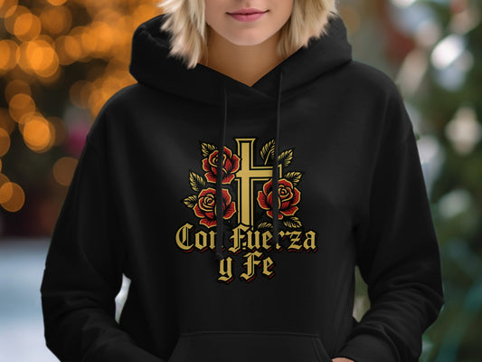 Con Fuerza y Fe Graphic Hoodie product type