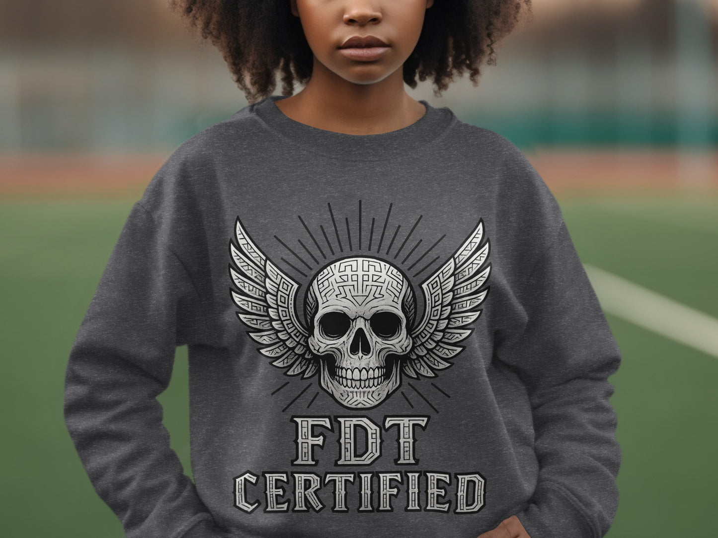 FDT Certified Skull with Wings Graphic Sweatshirt