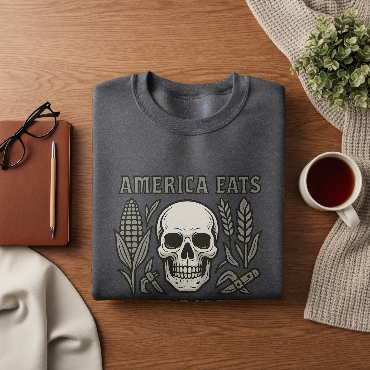 America Eats Skull Design Sweatshirt Product