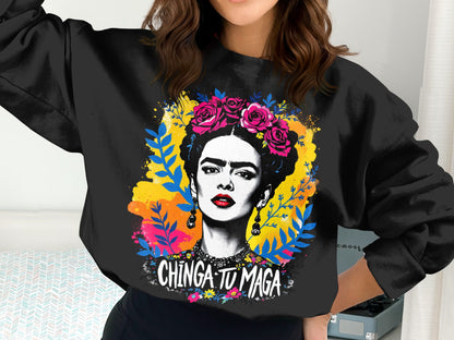 Chinga Tu Maga Design On Vibrant Art Printed Sweatshirt product