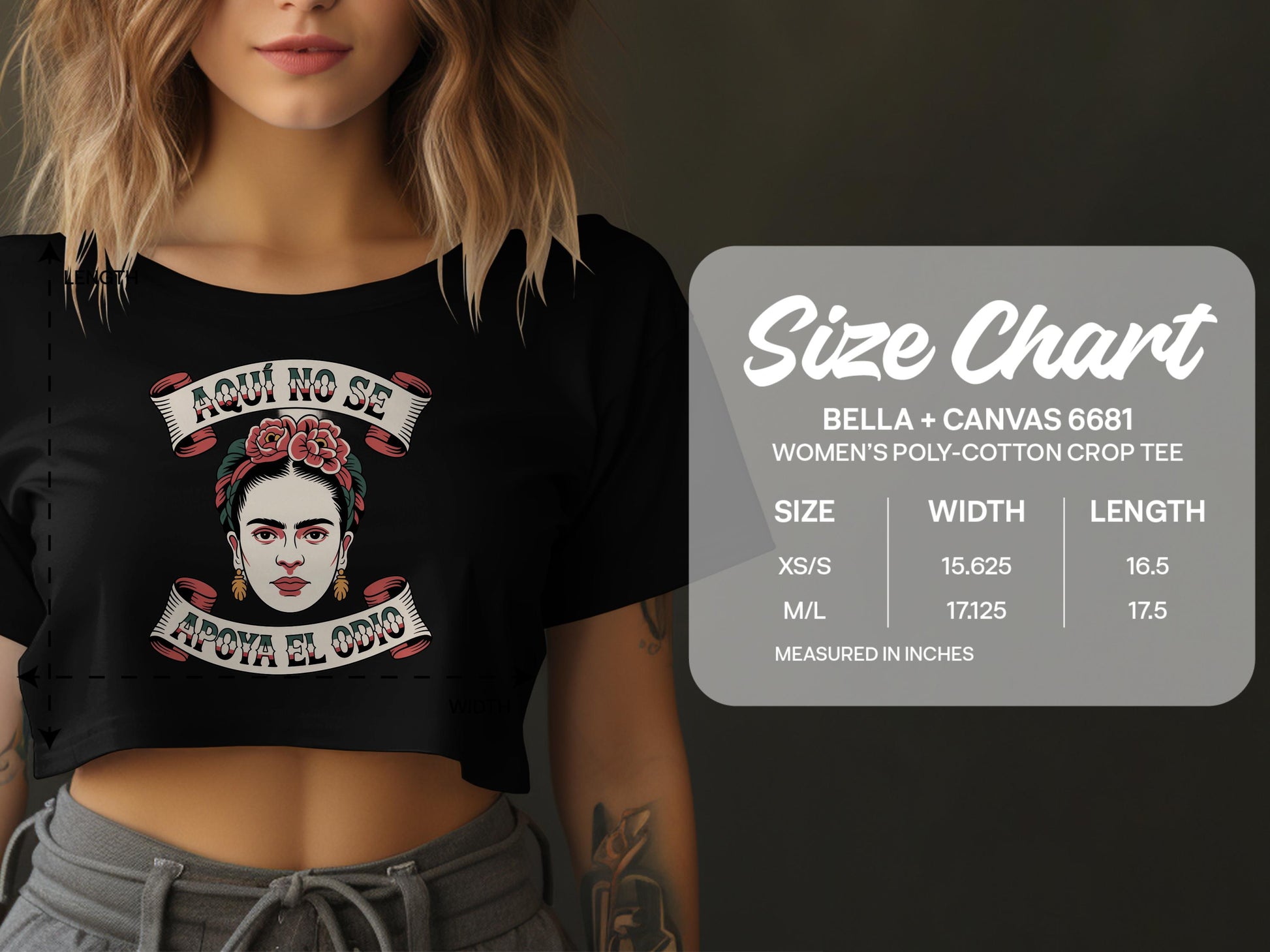 Frida Kahlo Graphic Women's Crop Tee Shirt product type