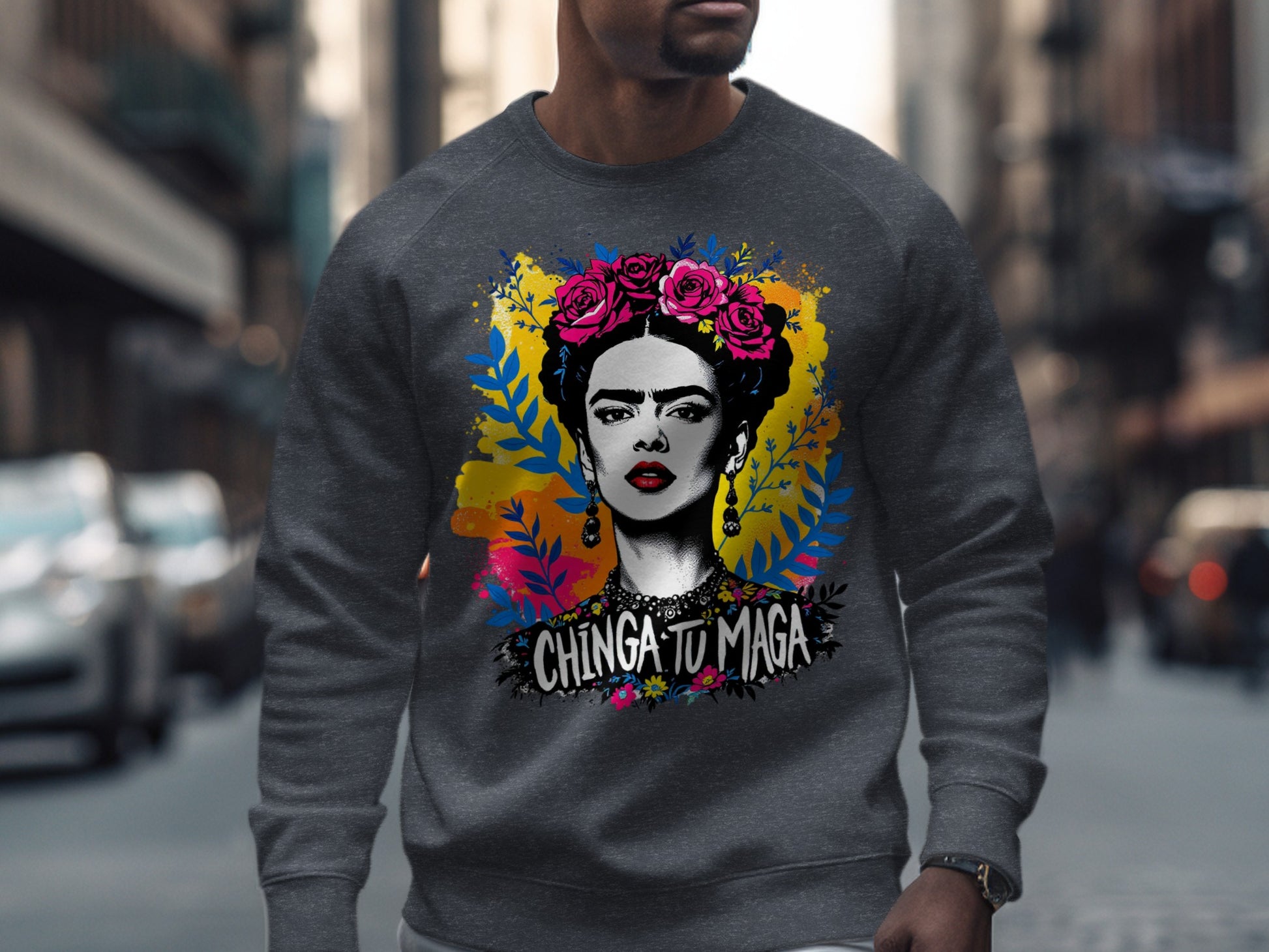 Vibrant Frida Kahlo Graphic Art Sweatshirt product type