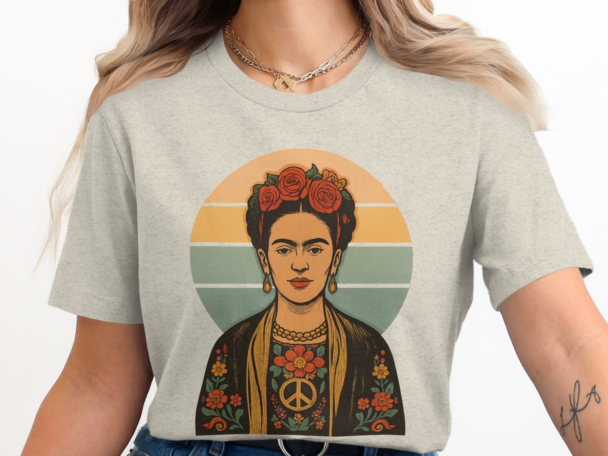 Frida Kahlo Peace Symbol Graphic Tee Shirt product