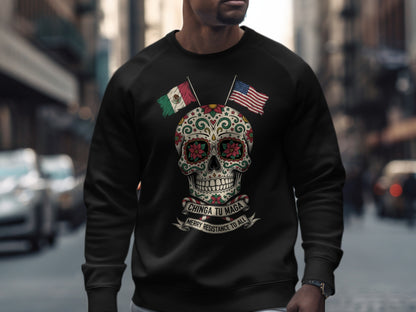 Chinga Tu Maga Skull Design Merry Resistance Crewneck Sweater