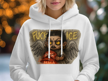 Gothic Angel Hoodie With Bold Statement Artwork product