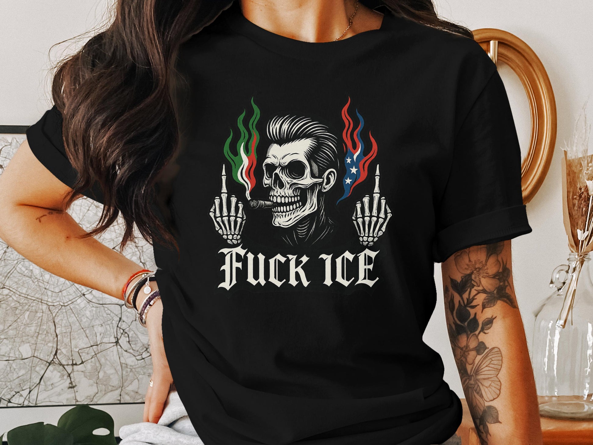 Fuck Ice Skull with Skeleton Hands Shirt product type