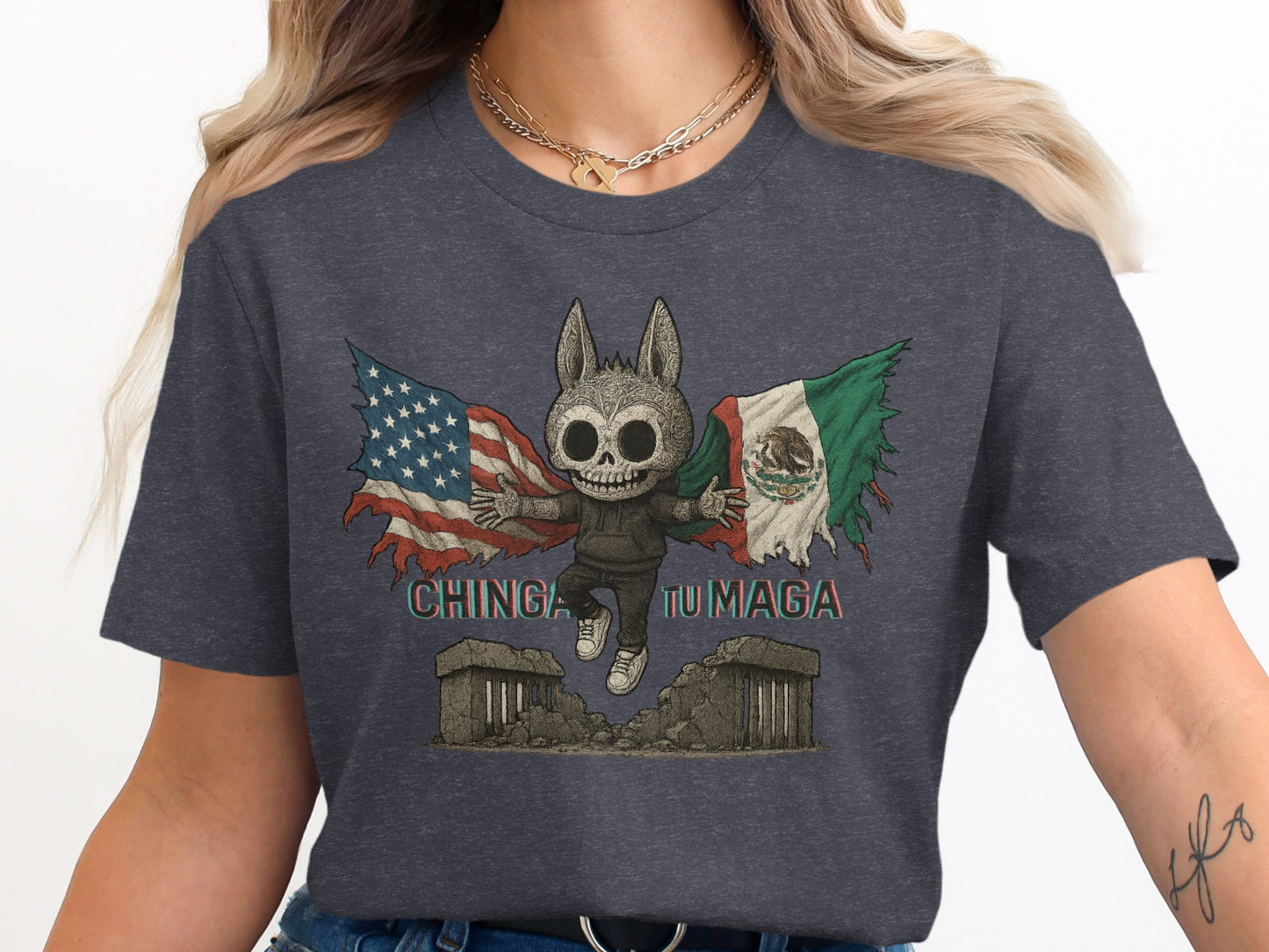 Chinga Tu Maga Graphic Tee with Flags Design t-shirt product